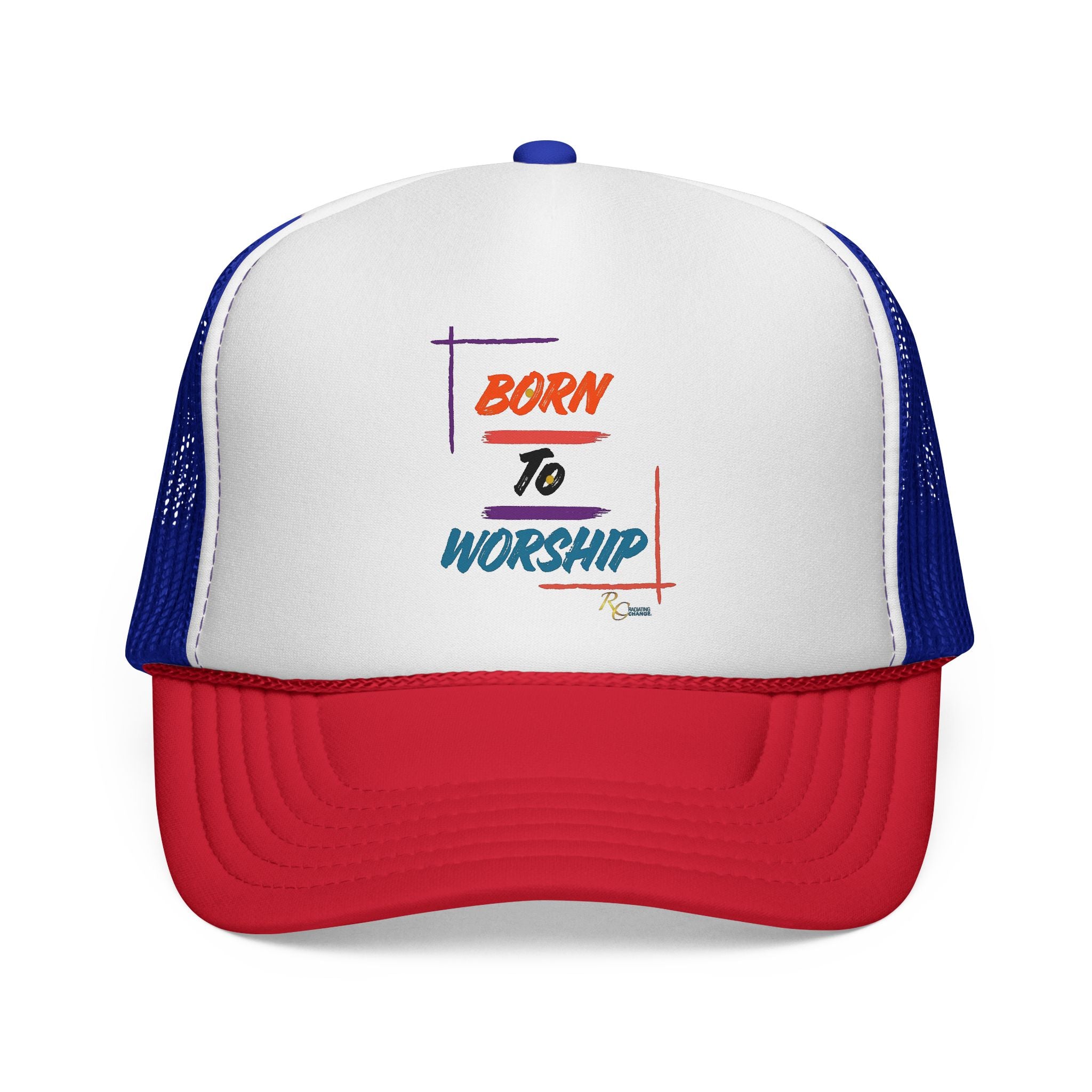 Born to Worship Trucker Cap — Retro Christian Faith Hat