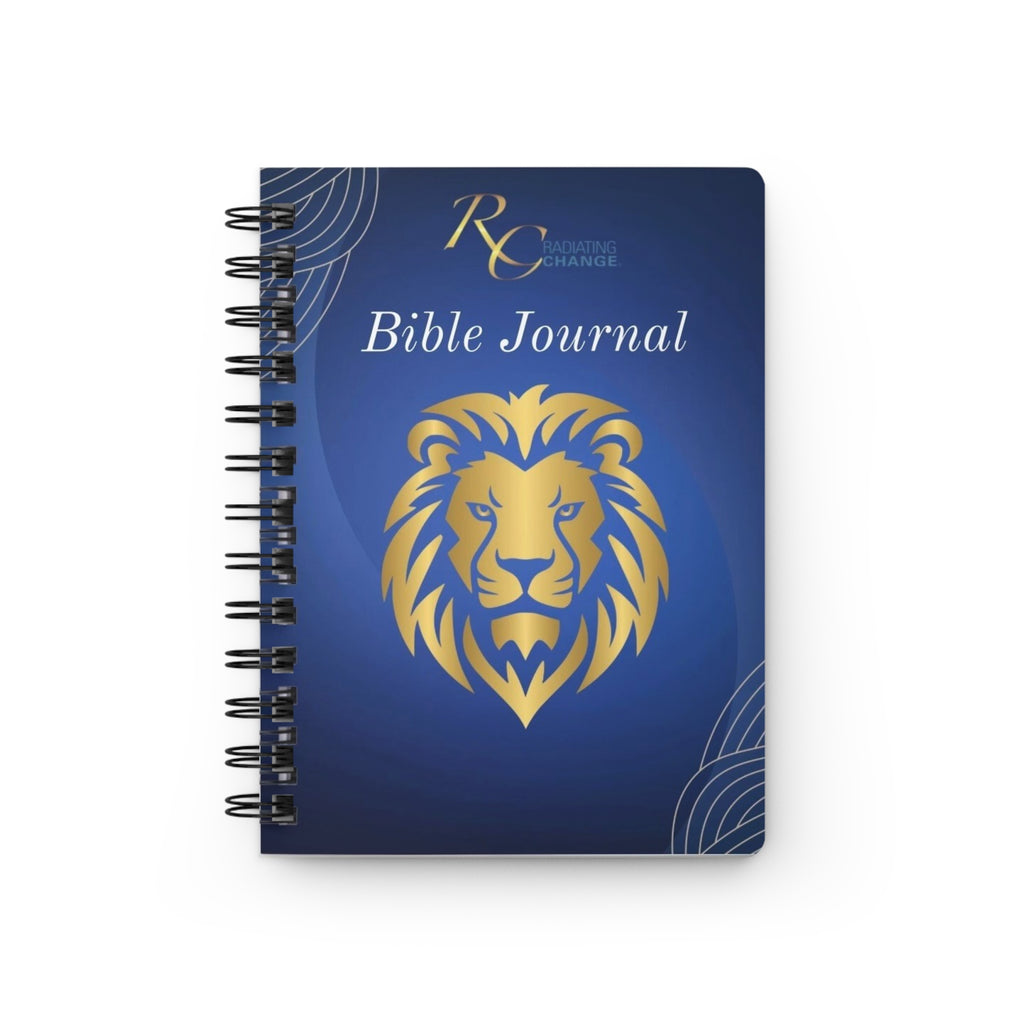 Bible Journal Spiral Notebook with Gold Lion Design — Christian Devotional Journal